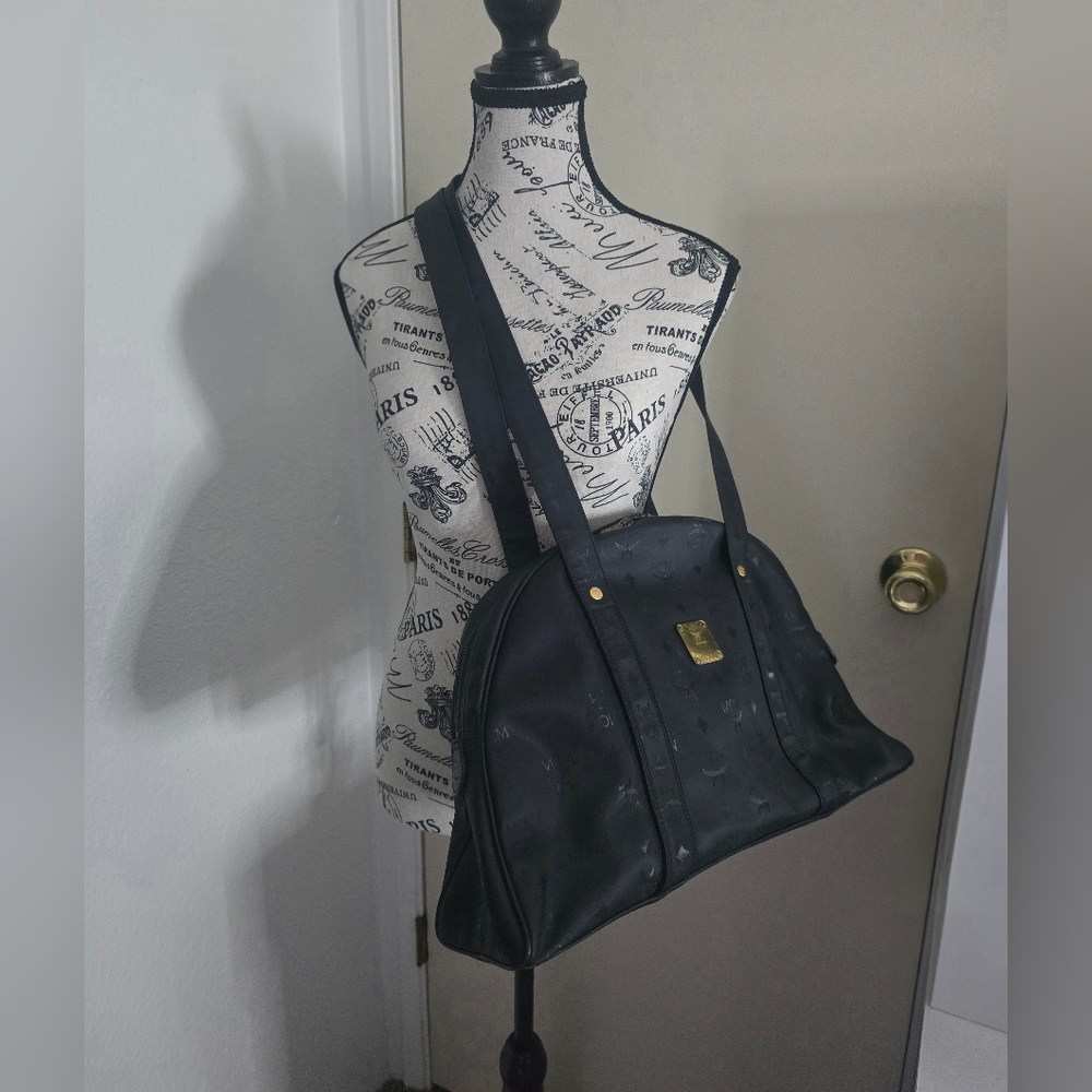MCM Black Monogram Dome Tote Shoulder Bag